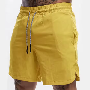 Shorts pour hommes en Spandex/Polyester uni, taille élastique, poches, style décontracté, respirant, séchage rapide, style urbain, toile 220g - Product Image 2