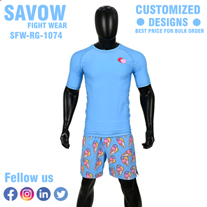 Nuevo Conjunto de Rashguard y Pantalones Cortos para Hombre, Corte Ajustado, Secado Rápido, con Logotipo Frontal, para MMA, Jiu Jitsu y Grappling - Product Image 5