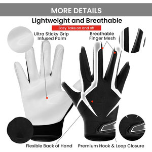 Guantes de Fútbol Americano Personalizados con Logotipo, de Cuero Genuino, Compatibles con Pantalla Táctil, Cierre de Hebilla para Hombre, Antideslizantes, Super Deportivos - Product Image 3