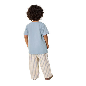 T-shirt à manches courtes pour homme, bleu clair, col rond, 100% coton, coupe classique, couleur unie, tricoté - Product Image 2