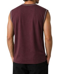 Débardeur sans manches bordeaux pour homme en jersey de coton premium, idéal pour la gym, le fitness, les loisirs, l'été, léger, respirant, coupe ajustée - Product Image 2