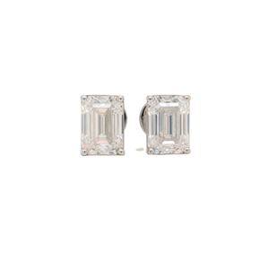Pendientes de Moissanita con Corte Esmeralda de 2 Quilates, Regalo de Aniversario de Boda o Compromiso Cristiano para Mujer, Oro Blanco Sólido de 14k, Lujosos - Product Image 1