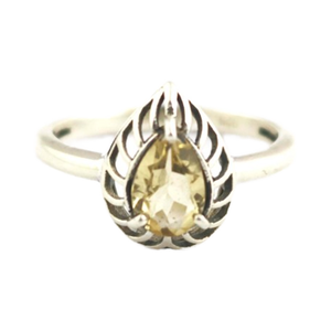 ซิทรินลูกแพร์925เงินสเตอร์ลิงแฮนด์เมดแหวนหมั้นหินวันเกิดเครื่องประดับ - Product Image 1