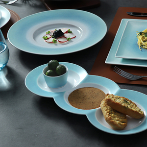 Ensemble de vaisselle de luxe vaisselle et couverts de restaurant bleu assiettes rondes en céramique de 10 pouces assiette de vaisselle en céramique - Product Image 2
