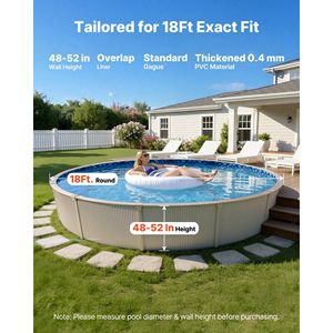 Liner de piscine rond premium de 18 pieds à bords superposés pour parois de 52 pouces de hauteur, installation facile, avec patchs anti-fuite pour piscine - Product Image 2