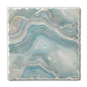 <b>Gold</b> Agate Print Wood Coaster Set of 4 Round Absorbent Stone Drink Mats with Rough Edge Design 5mm Thick - Product Image 1