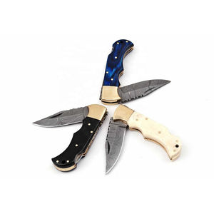 High Quality Industrial Grade Damascus Steel Pocket Knife Custom Handmade Folding Knife Pakka Wood Handle Camping with Sheath - Product Image 4