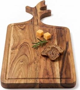 Planche à découper en bois d'acacia Rehman Craft, design cerf, forme rectangulaire, épaisseur 1,5 cm, poignée en bois, passe au lave-vaisselle - Product Image 5