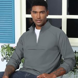 <b>Men's</b> Casual Quarter Zip <b>Pullover</b>-Athletic Windbreaker Lightweight <b>Jackets</b> Hiking Golf for <b>Men</b> Mock Neck with Pockets - Product Image 2