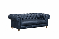 Canapé Chesterfield en cuir véritable, dossier capitonné, accoudoirs roulés, trois places, pieds en bois, canapé de salon, canapé en cuir pour bureau à domicile