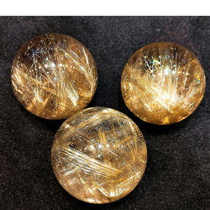 Vente en gros de cabochons ronds en quartz rutilé doré naturel, haute densité de rutile, pour bijoux féminins - Product Image 3