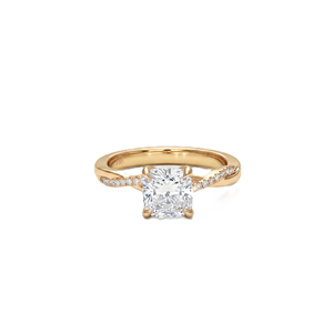 10K 14K 18K Solid Gold Cushion & Round Lab Diamond <b>925</b> Sterling <b>Silver</b> Engagement <b>Ring</b> Twist Band Hidden Halo Half Eternity <b>Ring</b> - Product Image 5