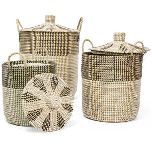 Panier à linge multifonctionnel en jonc de mer fait main, écologique, style rustique nordique, organisateur de rangement, vente en gros, directement de l'usine - Product Image 3