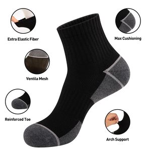 Custom Quality Cotton Crew <b>Socks</b> for Business Casual Sports Black All Seasons Including Spring Summer Wide-Mouth Ankle Design - Product Image 3