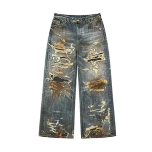 Pantalones Cargo Holgados de Lona de Poliéster/Algodón de Alta Calidad Personalizados para Hombre, Jeans Retro con Estampado Digital, Estilo Casual Holgado, Tejido de Punto - Product Image 3