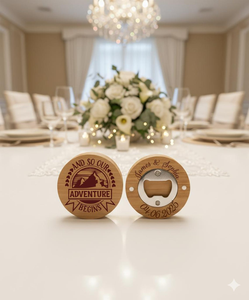 Ouvre-bouteilles ronds en bois avec gravure personnalisée, ouvre-bouteilles manuel personnalisé pour cadeau de mariage - Product Image 4