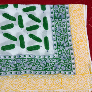 Beautiful Hand Block Print Long Womens Shawl Sanganeri Cotton <b>Sarong</b> Handmade Floral Decorative Duppata Indian Beach - Product Image 1