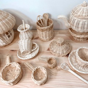 Rattan cookware <b>toys</b> hot selling child learning <b>toy</b> cooking <b>tools</b> handwoven kitchen <b>tool</b> set - Product Image 1