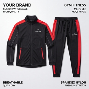 Ensemble de survêtement d'été personnalisé pour hommes, respirant, séchage rapide, léger, pour la gym et le fitness, en polyester et nylon, vierge, vente en gros - Product Image 6