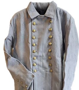Manteau long gris pour homme, style Frock Coat, 100% Laine, 220g, Écologique, Vintage, à double boutonnage, reproduction américaine marine - Product Image 3
