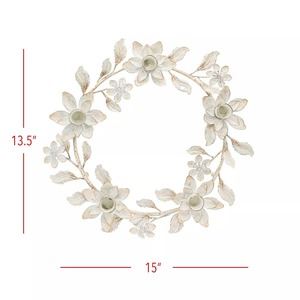 Support mural en fer forgé pour bougies, 15 pouces, décoration d'intérieur, style couronne en métal durable - Product Image 1