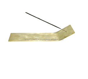 Porte-bâton d'encens en laiton à motif de feuille nouveau design mariage plaqué or brûleur Mubkhar parfumé religieux - Product Image 6