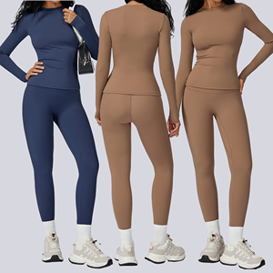 Conjunto Deportivo para Mujer, Leggings de Yoga y Top de Manga Larga, Ropa Deportiva de Alta Calidad para Gimnasio, Running, Fitness y Entrenamiento - Product Image 5