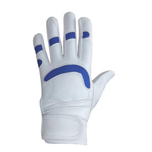White <b>Blue</b> Leather Baseball Batting Gloves Breathable Palm Anti-Slip Grip Adjustable Wrist Strap XL XXL for Men - Product Image 5