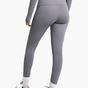 Leggings gris taille haute, longueur intégrale, extensibles, tricotés, sportifs, avec logo sur la jambe droite, toutes saisons, vêtements de sport pour femmes - Product Image 6