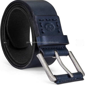 Cinturón de cuero con hebilla ajustable para hombre y mujer, cinturón informal de moda para jeans, hecho a mano, para trabajo pesado - Product Image 1