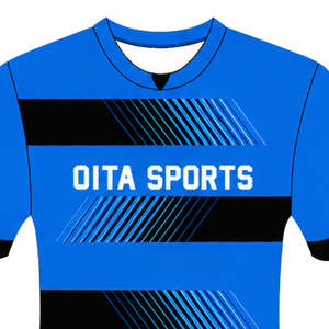 Camiseta de Rugby Azul Rey y Negra de Manga Corta con Cuello Redondo, Uniforme de Equipo a Rayas, Personalizable, Transpirable, para Entrenamiento y Rendimiento Atlético - Product Image 3