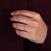 Bague de mariage minimaliste et tendance pour femme, en or massif 14 carats, sertie de diamants de laboratoire, design pavé délicat et empilable