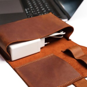 Compact Size Leather <b>Cable</b> Organizer Portable Cord Wrap Earphone Wire Management Tech Pouch Storage Supplier Us LCO-0062 - Product Image 4