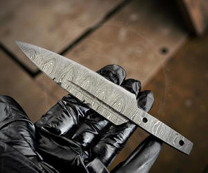 Hoja en bruto Sgian Dubh hecha a mano, de acero de Damasco tratado térmicamente, con trabajo de limado, para fabricación de cuchillos escoceses - Product Image 5