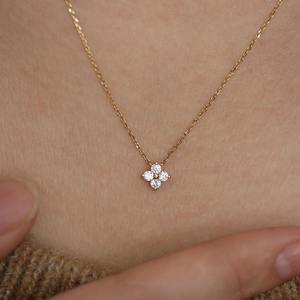 Collier minimaliste pour femme AMBER JEWELS T-3144 plaqué or 14 carats, or blanc, diamant de laboratoire certifié IGI, taille brillant - Product Image 2