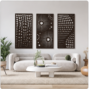 Handcrafted Geometric Wood <b>Wall</b> Art Rectangle Dark Brown Minimalist Modern Home <b>Decoration</b> Multi-piece <b>Large</b> 33-40 Inches - Product Image 6