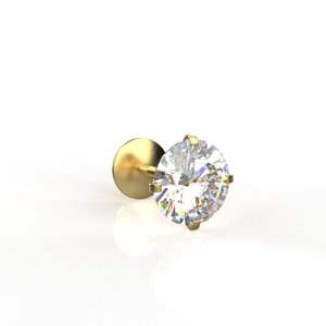 Round Brilliant Cut Diamond Stud <b>Earrings</b> 18K Gold Plated Claw Setting Women's Classic <b>Fine</b> Jewelry - Product Image 2