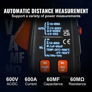 Multimetro Digitale a Pinza 6000 Conti 600A Corrente Tensione Resistenza Diodi Test di Continuità Mantenimento Dati Capacità - Product Image 2