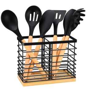 Organizador de Utensilios de Cocina de Madera con Porta Especias, Caja de Almacenamiento de Herramientas de Cocina con Múltiples Compartimentos para Encimera - Product Image 5