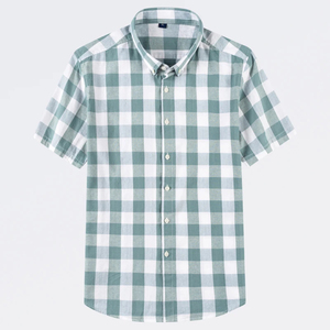 Camisa Casual de Hombre de Alta Calidad, Ligera, de Poliéster/Algodón, Personalizada, al por Mayor, Suministro ODM, Teñida con Hilo, de Manga Corta, para Verano - Product Image 4