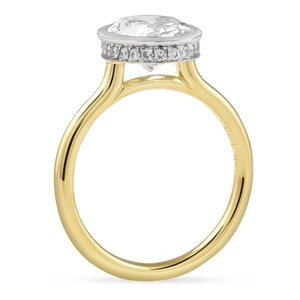 Minimalist Bezel Set Oval Cut Lab Grown Diamond Engagement Ring 10K 14K 18K Yellow Gold Two Tone Certified Lab Diamond Jewelry - Product Image 3