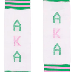 Écharpe de graduation AKA Kente avec lettres AKA alternées rose, vert et blanc, écharpe de cérémonie de sororité pour femmes - Product Image 3