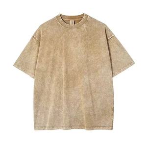 T-shirt décontracté personnalisé en coton 100% délavé à l'acide pour homme, coupe classique, col rond, avec impression numérique - Product Image 5
