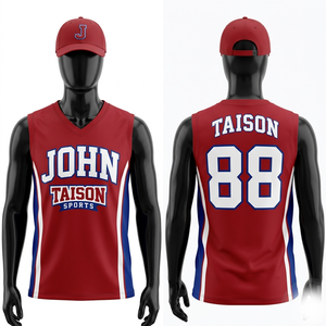 Uniforme de cheerleading en maille polyester premium 180 GSM, rouge et bleu avec panneaux latéraux, impression par sublimation personnalisée du logo - Product Image 1