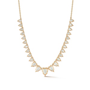 Wholesale 14K <b>Solid</b> Gold Pear Cut Lab Grown Diamond Tennis <b>Bracelet</b> 3.69 Carats VS+ Clarity 18 Inches Graduated Riviera Choker - Product Image 3
