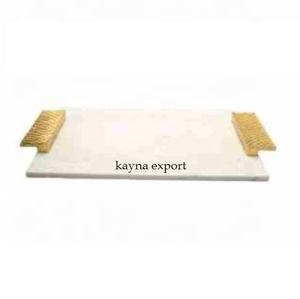 PLATEAU DE MARBRE ROND DÉCORATIF DE LUXE AVEC PLATEAU À POIGNÉE D'OISEAU EN OR PLATEAU DE TABLE DE SERVICE EN MARBRE ARTISANAL PERSONNALISÉ - Product Image 4