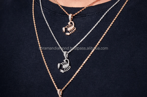 Collar con Colgante de Escorpión Personalizable en Oro Sólido de 14K para Hombre, con Piedra Natural de Corte Brillante, Estilo Hip Hop, para Cumpleaños - Product Image 3