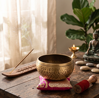 Professional Grade Tibetan Style Brass Healing Bowl Pure Sound Resonating Musical Instrument for Mindfulness and Stress Relief