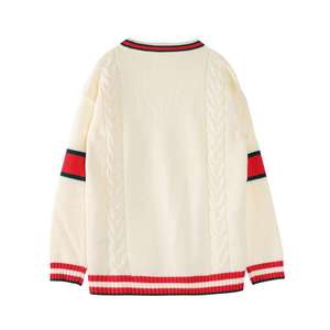 Cardigan Homme Style Européen Respirant Col V Rayé Tricoté Boutonné Tendance - Product Image 2