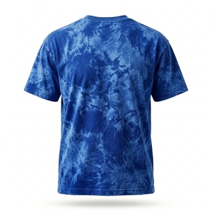 Camiseta de Manga Corta para Hombre, Azul Tie-Dye, Cuello Redondo, Corte Regular, Estilo Casual Tejido - Product Image 2
